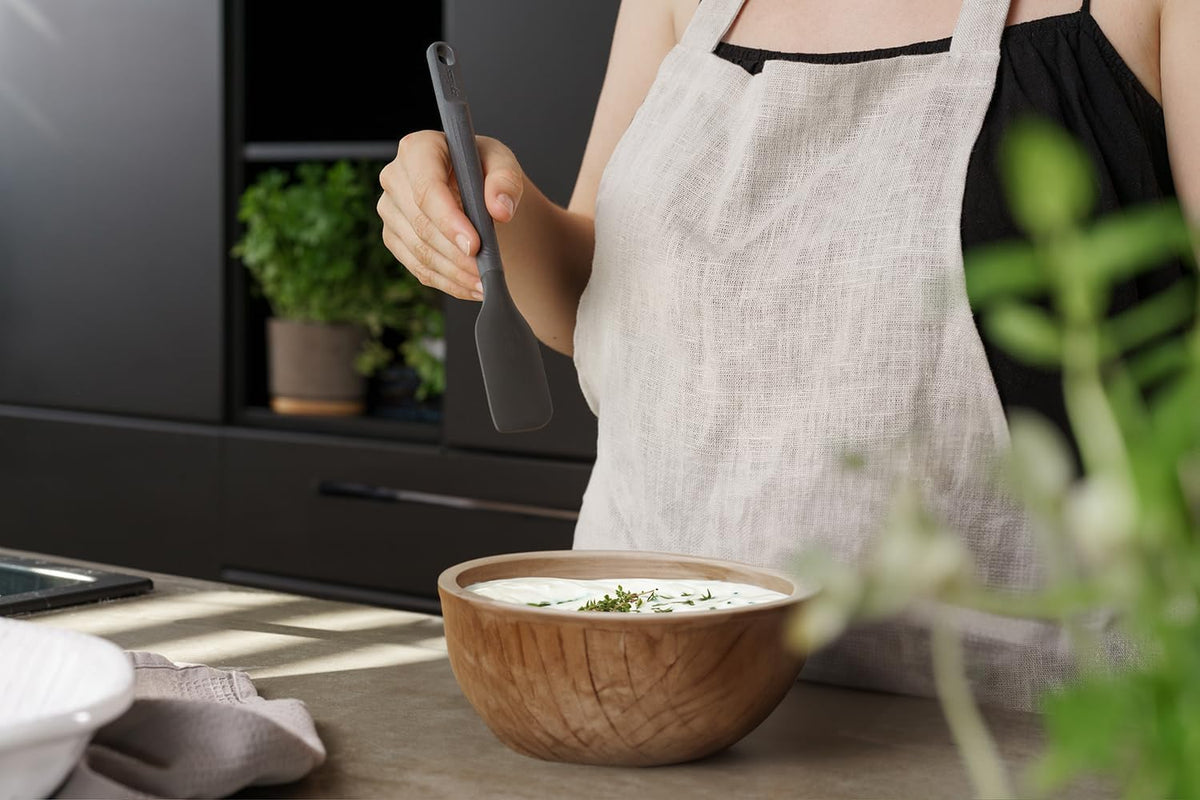 E980220 Spoontula Large, Sustainable Wheatstraw/Silicone, Cooking Spoon/Spatula, Heat Resistant Silicone Head, Beluga Grey, 12.2" X 2.4", Dishwasher Safe, 5 Year Guarantee