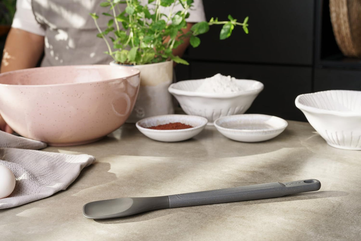 E980220 Spoontula Large, Sustainable Wheatstraw/Silicone, Cooking Spoon/Spatula, Heat Resistant Silicone Head, Beluga Grey, 12.2" X 2.4", Dishwasher Safe, 5 Year Guarantee