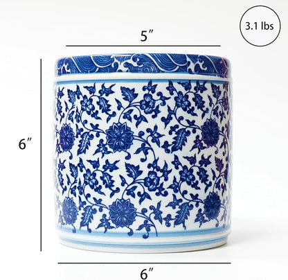 Kitchen Utensil Holder for Kitchen Countertop, Ceramic Cooking Utensils Holder, Large Utensil Crock, Spatula Holder for Counter, Blue and White Tool Holder