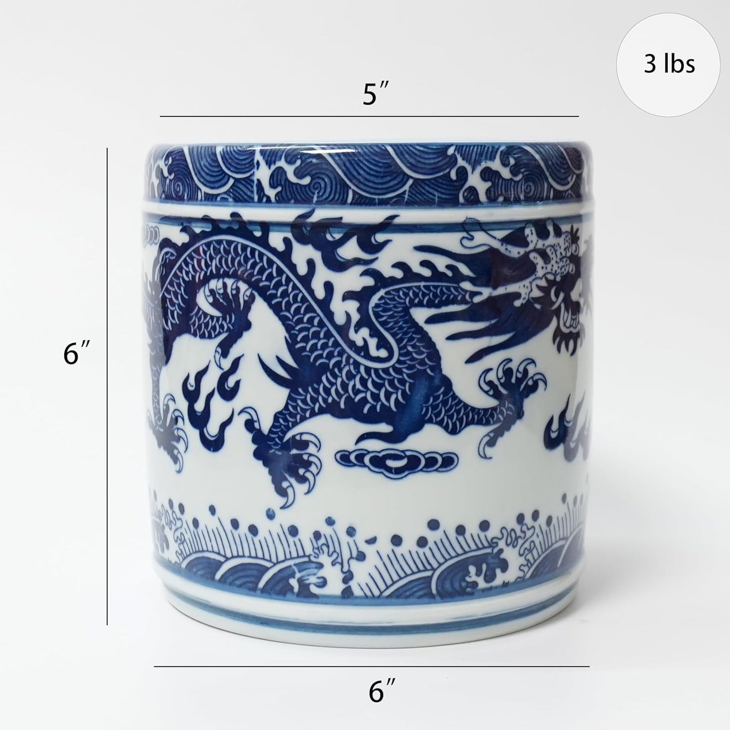 Kitchen Utensil Holder for Kitchen Countertop, Ceramic Cooking Utensils Holder, Large Utensil Crock, Spatula Holder for Counter, Blue and White Tool Holder