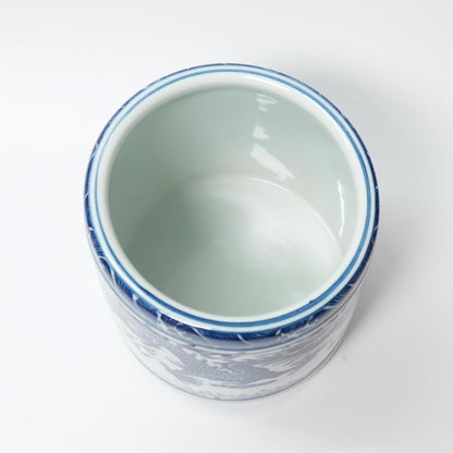 Kitchen Utensil Holder for Kitchen Countertop, Ceramic Cooking Utensils Holder, Large Utensil Crock, Spatula Holder for Counter, Blue and White Tool Holder