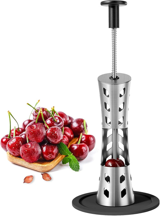 Cherry Pitter, Premium Cherry Pitter Remover Tool, 304 Stainless Steel Cherry Seed Remover, Durable Cherry Stoner Fruit Pit Corer Deseeder Kitchen Tool, Press Type, More Labor Saving