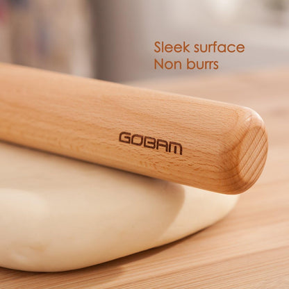 Wood Rolling Pin, Small - Dough Roller for Pasta, Cookies, Pie, Pizza, Chapati, Fondant, Rolling Pins for Baking, Bread Making Tools and Supplies - 11 x 1.38 Inches