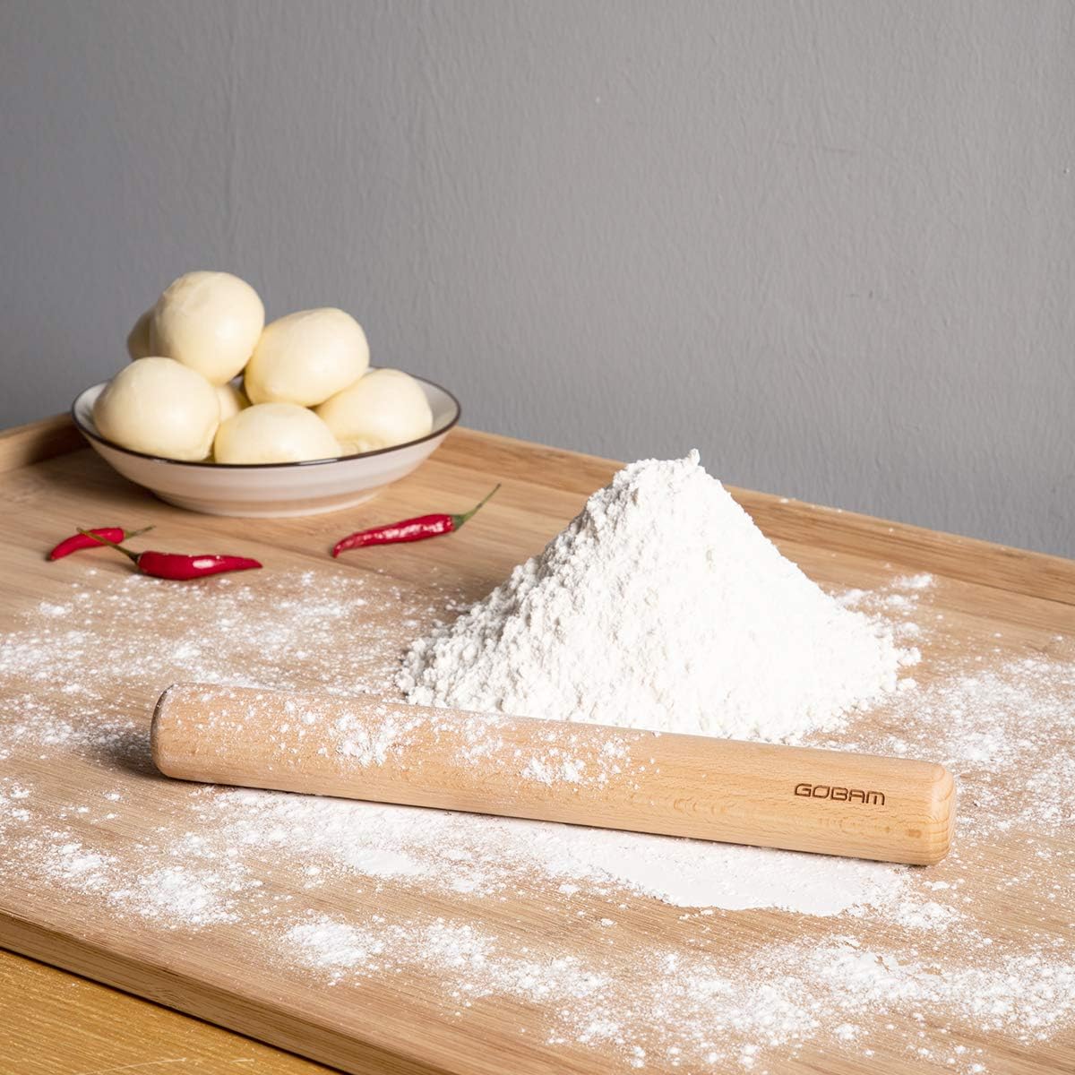 Wood Rolling Pin, Small - Dough Roller for Pasta, Cookies, Pie, Pizza, Chapati, Fondant, Rolling Pins for Baking, Bread Making Tools and Supplies - 11 x 1.38 Inches