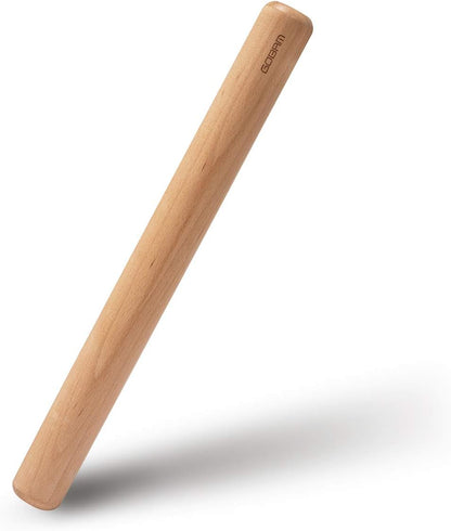 Wood Rolling Pin, Small - Dough Roller for Pasta, Cookies, Pie, Pizza, Chapati, Fondant, Rolling Pins for Baking, Bread Making Tools and Supplies - 11 x 1.38 Inches