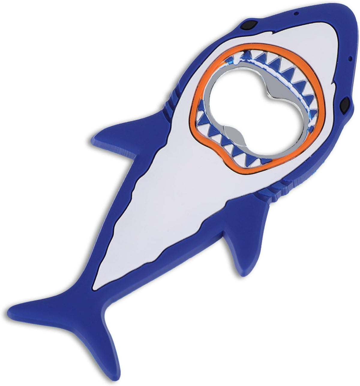 Shark Bottle Opener, Magnetic Beer Bottle Opener for Refrigerator, Silicone Stainless Steel Beer Bottles Openers, Pop Can Soda Can Openers for Boyfriend Husband Father (Blue)