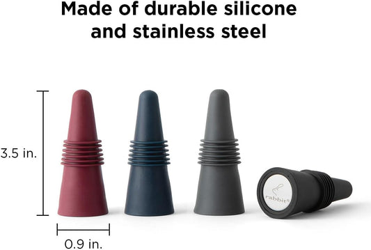 W6121 Bottle Stoppers Set of 4, Multicolor Wine Bottle Caps to Preserve Freshness, Stylish and Durable, Perfect for Parties and Gifts