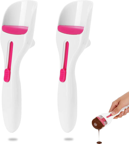 2Pcs Cake Pastry Spatula Spoon, Cupcake Batter Scoop Batter Dispenser One Click Sliding Button Cake Cream Spatulas Baking Pastry Tools for Elegant Baking, Pastry & Cake Decorating