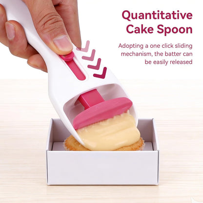 2Pcs Cake Pastry Spatula Spoon, Cupcake Batter Scoop Batter Dispenser One Click Sliding Button Cake Cream Spatulas Baking Pastry Tools for Elegant Baking, Pastry & Cake Decorating