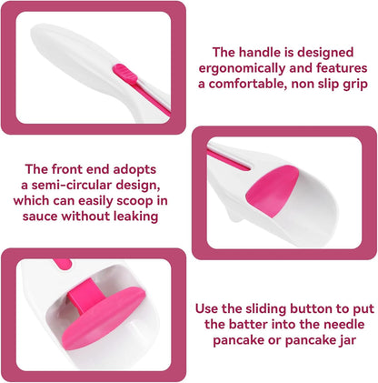 2Pcs Cake Pastry Spatula Spoon, Cupcake Batter Scoop Batter Dispenser One Click Sliding Button Cake Cream Spatulas Baking Pastry Tools for Elegant Baking, Pastry & Cake Decorating