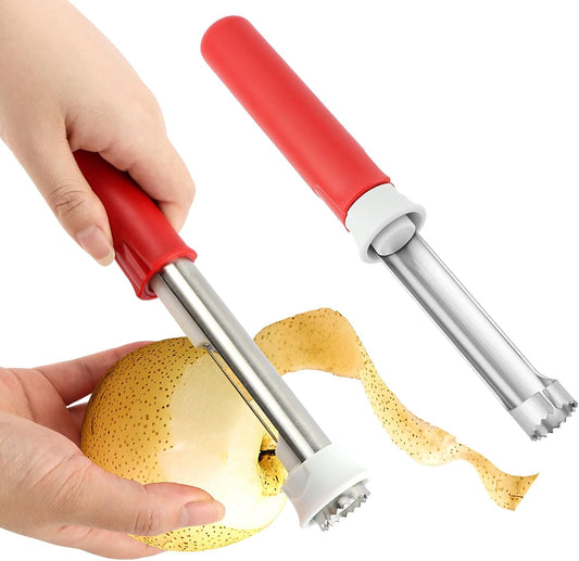 2-In-1 Corer Remover and Apples Peeler, Durable Stainless Steel Fruit Corer Tool for Bell Peppers, Apples, Pears(COLOR:Red)