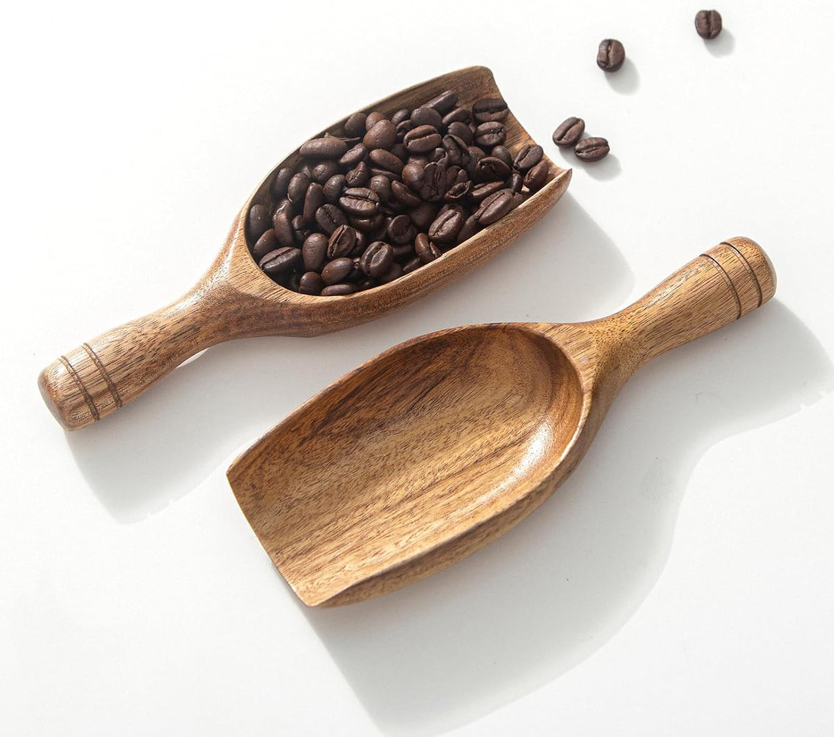 Big Wooden Coffee Scoop, Large Coffee Scoops for Ground Coffee Beans, Acacia Wood Shovel Spoons Multipurpose for Jars Canisters,Kitchen Scooping Tool Salts Spice Pepper Powder Tea Shovels