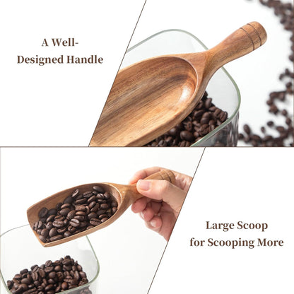 Big Wooden Coffee Scoop, Large Coffee Scoops for Ground Coffee Beans, Acacia Wood Shovel Spoons Multipurpose for Jars Canisters,Kitchen Scooping Tool Salts Spice Pepper Powder Tea Shovels