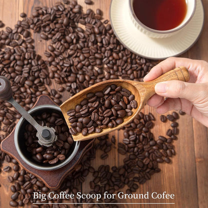 Big Wooden Coffee Scoop, Large Coffee Scoops for Ground Coffee Beans, Acacia Wood Shovel Spoons Multipurpose for Jars Canisters,Kitchen Scooping Tool Salts Spice Pepper Powder Tea Shovels