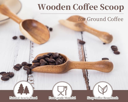Big Wooden Coffee Scoop, Large Coffee Scoops for Ground Coffee Beans, Acacia Wood Shovel Spoons Multipurpose for Jars Canisters,Kitchen Scooping Tool Salts Spice Pepper Powder Tea Shovels