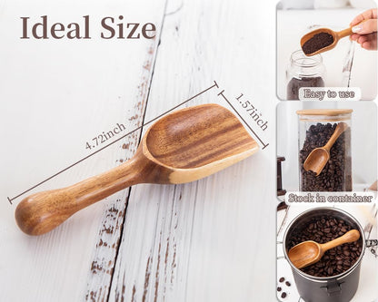 Big Wooden Coffee Scoop, Large Coffee Scoops for Ground Coffee Beans, Acacia Wood Shovel Spoons Multipurpose for Jars Canisters,Kitchen Scooping Tool Salts Spice Pepper Powder Tea Shovels