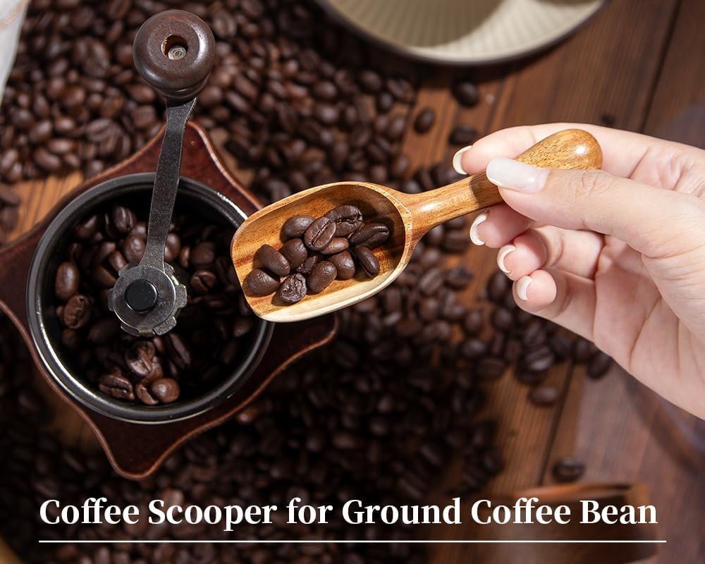 Big Wooden Coffee Scoop, Large Coffee Scoops for Ground Coffee Beans, Acacia Wood Shovel Spoons Multipurpose for Jars Canisters,Kitchen Scooping Tool Salts Spice Pepper Powder Tea Shovels