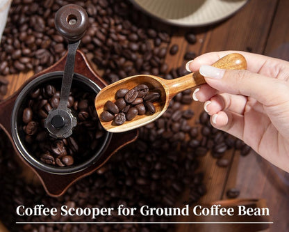 Big Wooden Coffee Scoop, Large Coffee Scoops for Ground Coffee Beans, Acacia Wood Shovel Spoons Multipurpose for Jars Canisters,Kitchen Scooping Tool Salts Spice Pepper Powder Tea Shovels