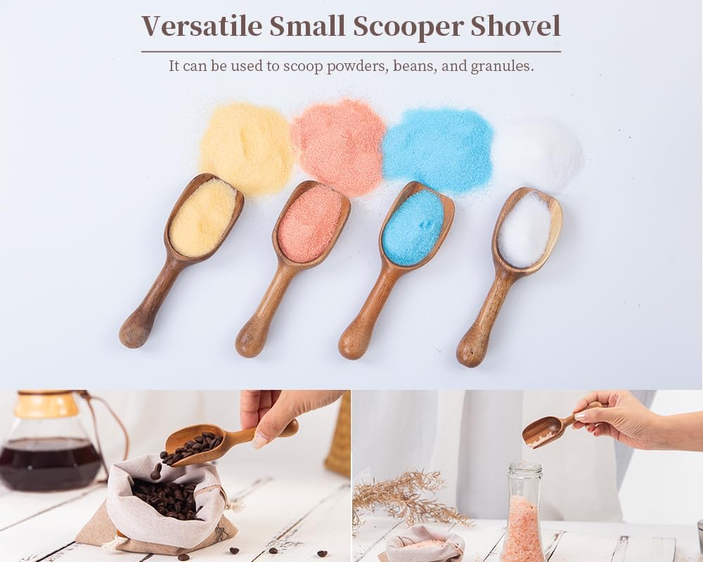 Big Wooden Coffee Scoop, Large Coffee Scoops for Ground Coffee Beans, Acacia Wood Shovel Spoons Multipurpose for Jars Canisters,Kitchen Scooping Tool Salts Spice Pepper Powder Tea Shovels