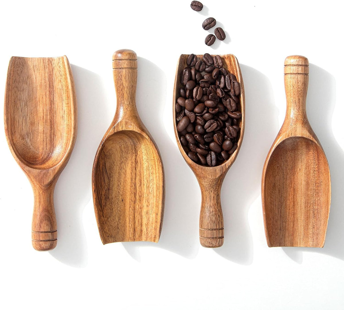 Big Wooden Coffee Scoop, Large Coffee Scoops for Ground Coffee Beans, Acacia Wood Shovel Spoons Multipurpose for Jars Canisters,Kitchen Scooping Tool Salts Spice Pepper Powder Tea Shovels