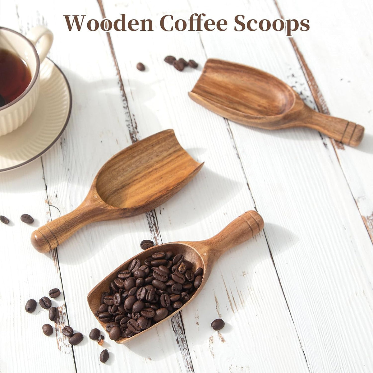 Big Wooden Coffee Scoop, Large Coffee Scoops for Ground Coffee Beans, Acacia Wood Shovel Spoons Multipurpose for Jars Canisters,Kitchen Scooping Tool Salts Spice Pepper Powder Tea Shovels