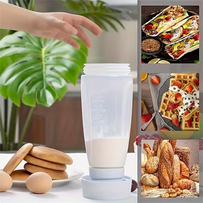 2-Pack Pancake Batter Dispenser Squeeze Bottle with Cleaning Brush & Spatula - Wide Mouth Batter Mixer for Cupcakes, Waffles, Crepes - Mess-Free Baking Tool, 32 oz, BPA-Free