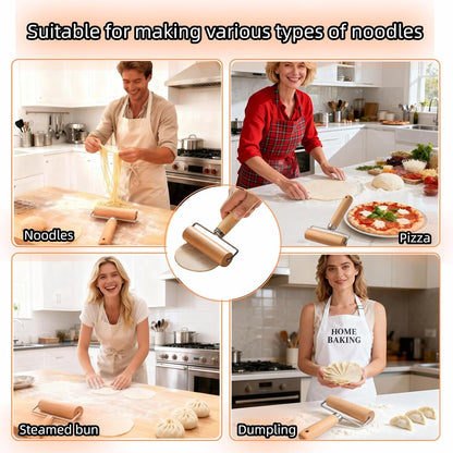 Wooden Rolling Pin Set - Non-Stick Pizza & Dough Roller, Ergonomic Bakery Tool for Cookies, Pie, Bread Dough | Heavy Duty, Easy Clean, Compact Storage | Kitchen Gadget Essential