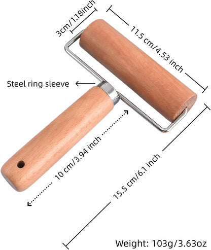 Wooden Rolling Pin Set - Non-Stick Pizza & Dough Roller, Ergonomic Bakery Tool for Cookies, Pie, Bread Dough | Heavy Duty, Easy Clean, Compact Storage | Kitchen Gadget Essential