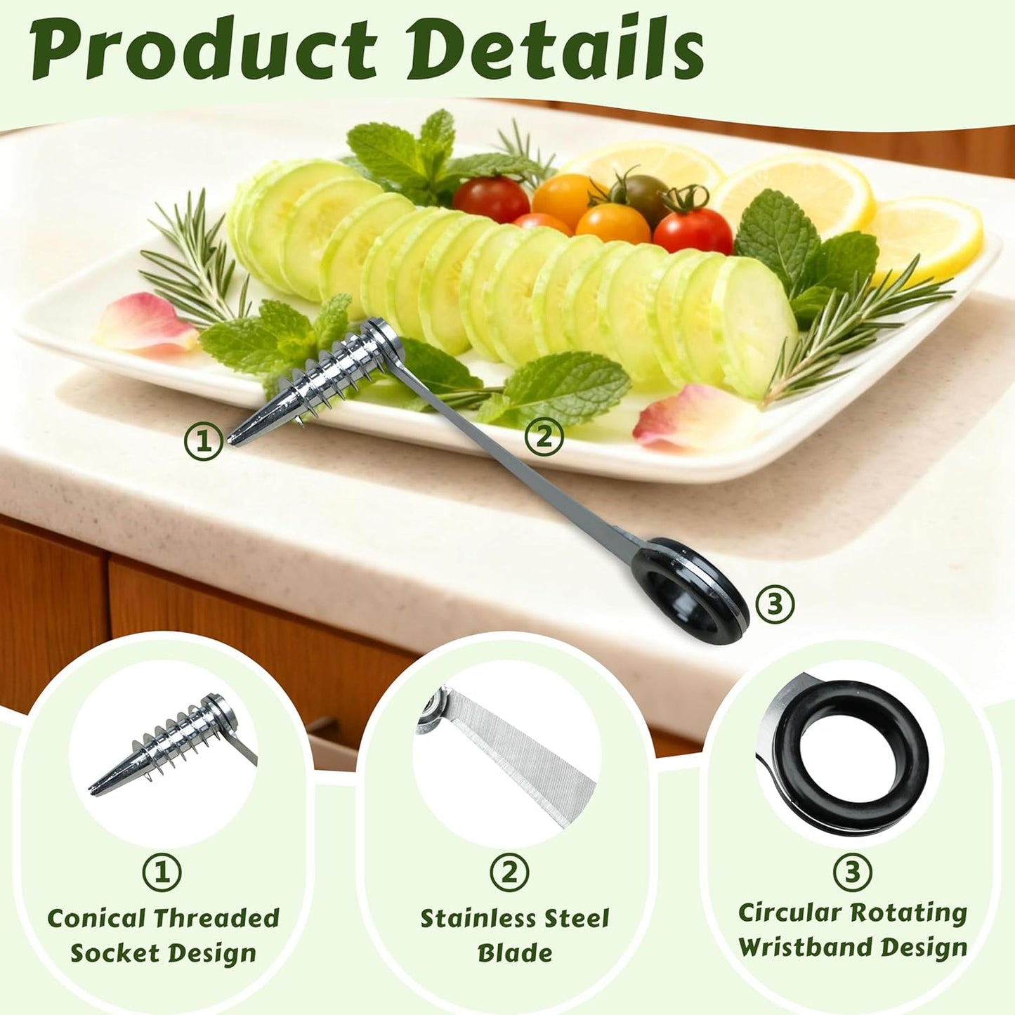 2 Pcs Stainless Steel Spiral Slicers, Portable Manual Cutter, Piranha Spiral Cutter Tool for Melon Fruit Potato Cucumber Carrot Vegetables Kitchen Accessories Tool