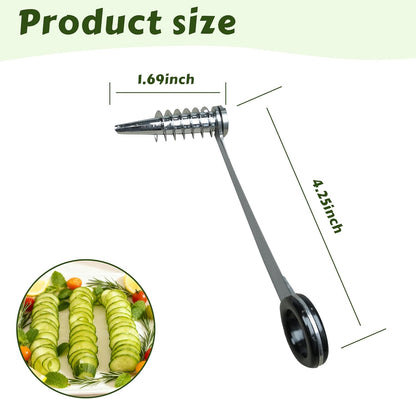 2 Pcs Stainless Steel Spiral Slicers, Portable Manual Cutter, Piranha Spiral Cutter Tool for Melon Fruit Potato Cucumber Carrot Vegetables Kitchen Accessories Tool