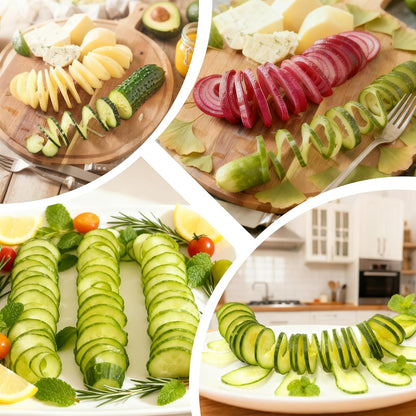 2 Pcs Stainless Steel Spiral Slicers, Portable Manual Cutter, Piranha Spiral Cutter Tool for Melon Fruit Potato Cucumber Carrot Vegetables Kitchen Accessories Tool