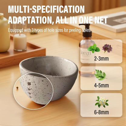 Pottery Herb Stripper Bowl, Handmade Ceramic Herb Peeling Cup with Different Round Hole Sizes for Efficient Leaf Removal, Ideal for Parsley, Cilantro, Rosemary & Cooking Salads (A)