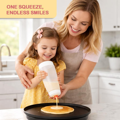 2 Pack Pancake Batter Dispenser - 1000ml Batter Dispenser with Whisk Ball and Stand Base - Waffle Batter Dispenser for Crepes, Cup Cakes and Waffles