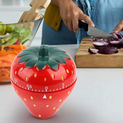 Kitchen Timer Strawberry Shaped, 60 Minutes Kitchen Timer Mechanical Time Reminder Kitchen Accessorie for Cooking