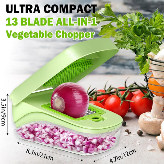 17-Piece Multifunctional Vegetable Chopper, Onion Dicer, Professional Kitchen Slicer, Food Cutter, Cheese Grater, Veggie Chopper with Storage Container, Essential Kitchen Tool
