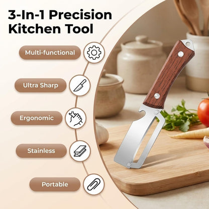 2 Pcs Multifunctional Vegetable Peeler with Wooden Handle and Bottle Opener, 2-in-1 Stainless Steel Peeler, Potato, Carrot, Apple, Fruit & Vegetable