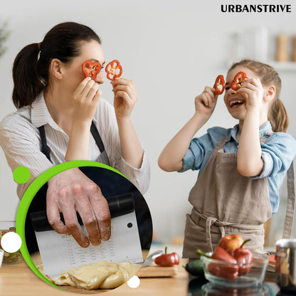 Bench Scraper for Baking, Stainless Steel Dough Cutter and Scraper Tool Kitchen, Kitchen Scraper Food Scraper Tool Pizza Cutter Food Chopper, Multi-Purpose Kitchen Gadgets, Black