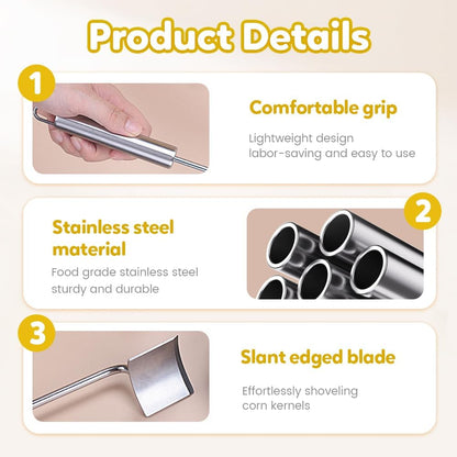 Easy Clean Corn Cob Peeler, 2025 New Corn On The Cob Stripper Tool with Long Handle, Stainless Steel Corn Cutter for Corn Cob With Corn Holder (Green-1 pcs)