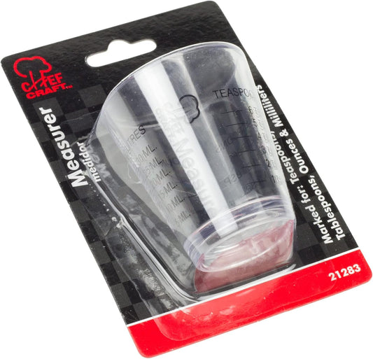 Classic Plastic Shot Glass Measurer, 1 ounce teaspoon/tablespoon, Clear