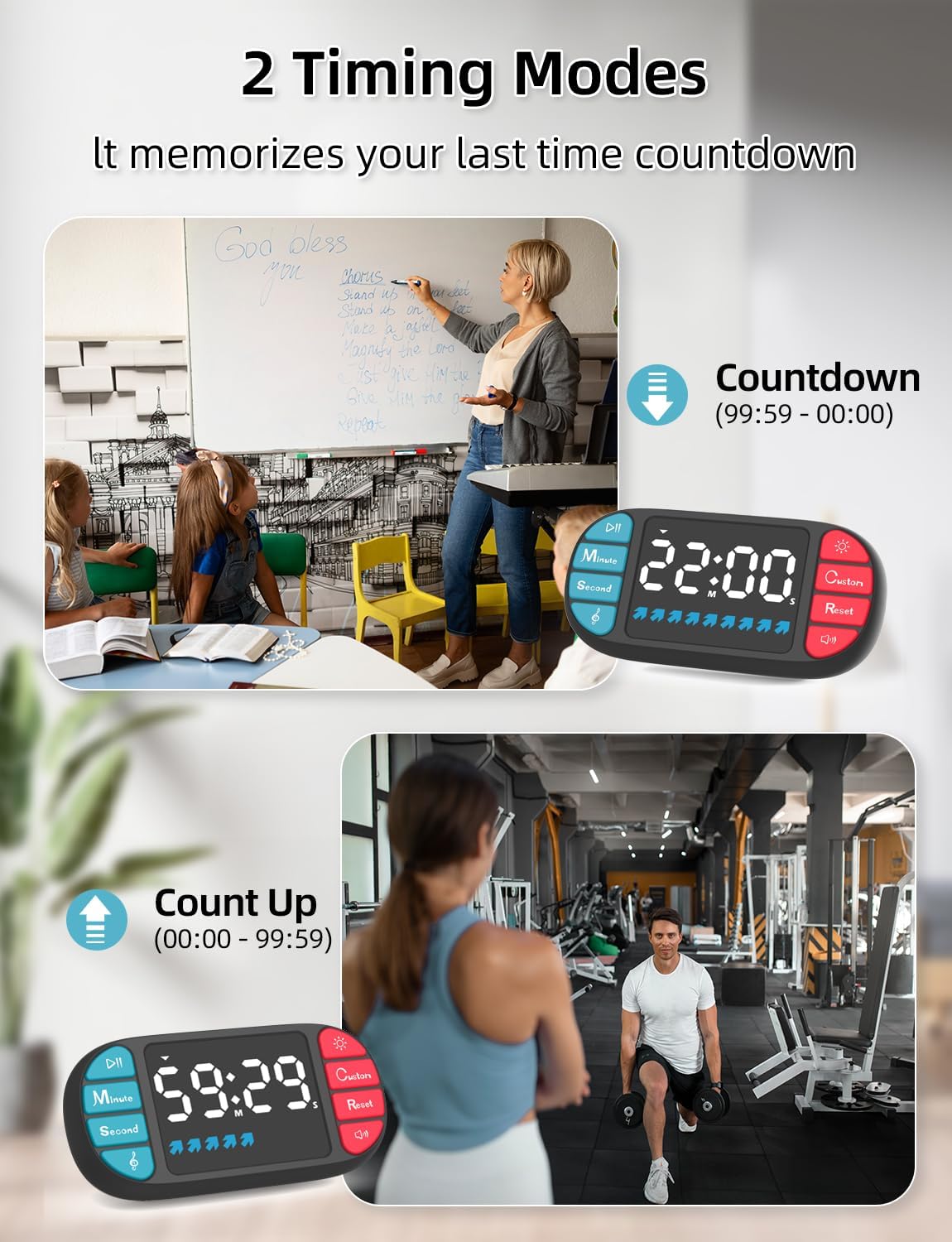 Magnetic Digital Kitchen Timer for Classroom Countdown