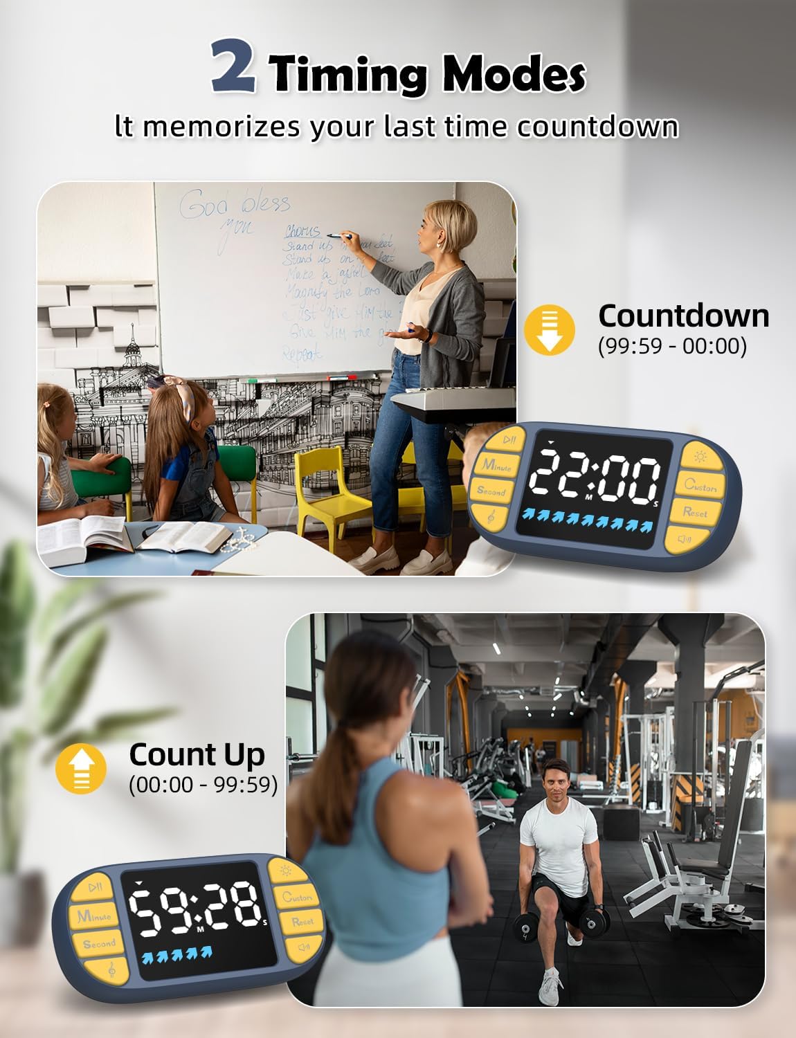 Magnetic Digital Kitchen Timer for Classroom Countdown