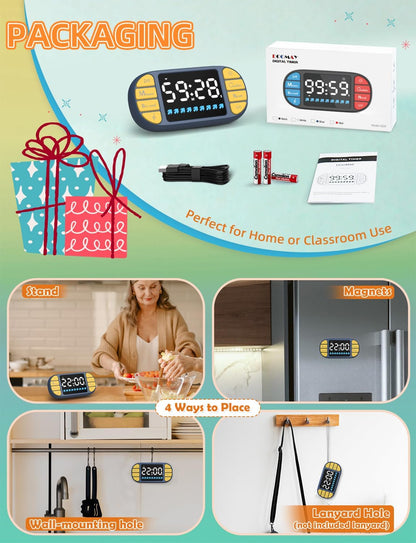 Magnetic Digital Kitchen Timer for Classroom Countdown