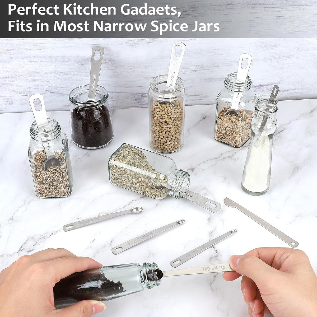 Stainless Steel Measuring Spoons Set with Leveler, Set Of 10