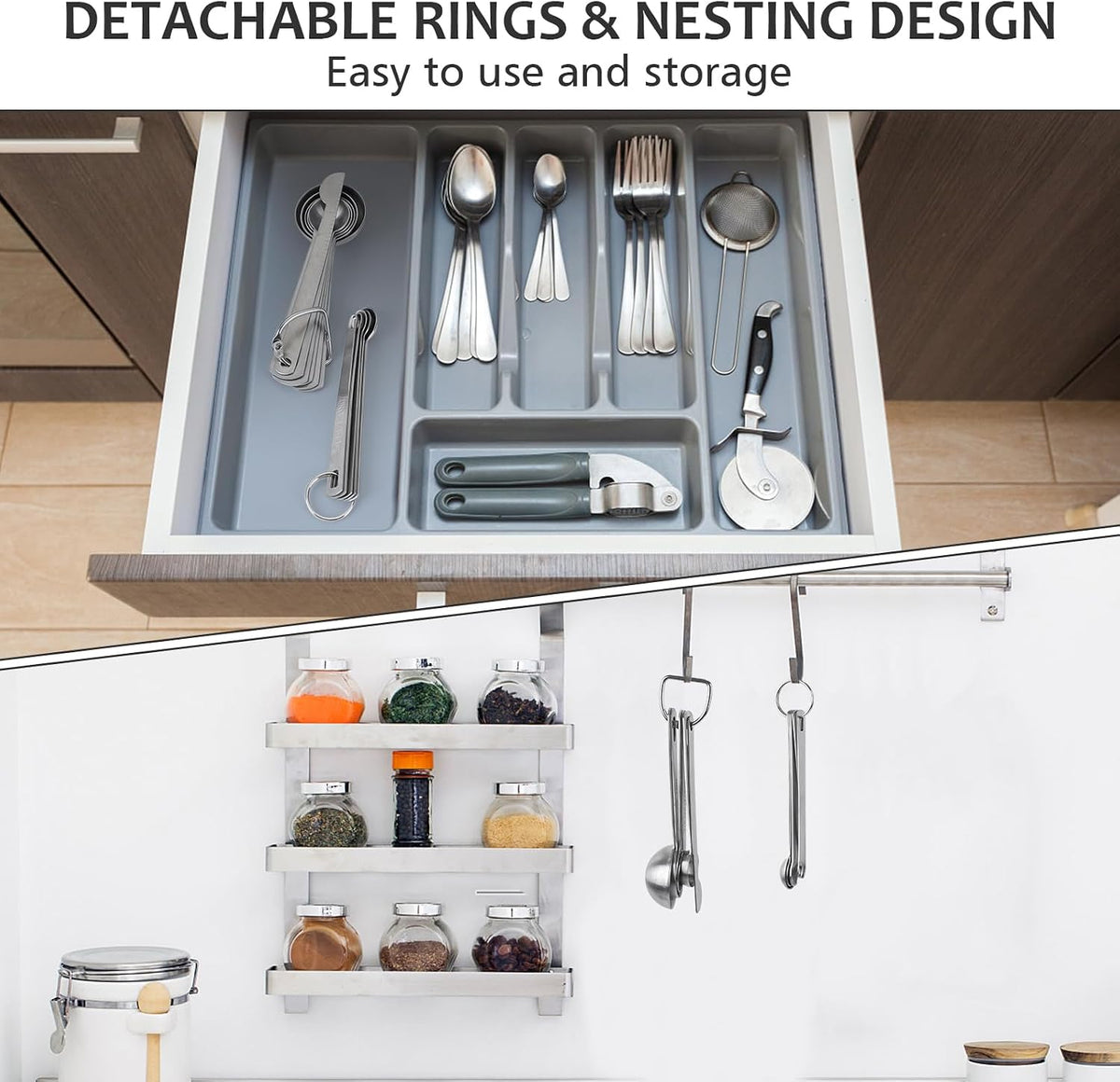 Stainless Steel Measuring Spoons Set with Leveler, Set Of 10