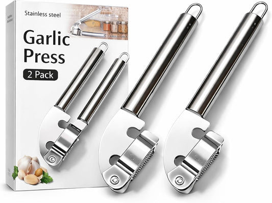 For OXO Garlic Press, 2 Pack Garlic Press Stainless Steel Garlic Crusher Mincer, Easy-Squeeze Soft Grip Handle, Easy to Clean, Dishwasher Safe, Garlic Rocker Alternative