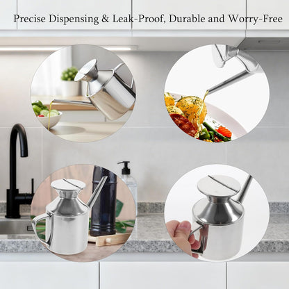 Stainless Steel Oil Dispenser Bottle | Versatile Syrup and Soy Sauce Dispenser with Ergonomic Handle, Leak-Proof for Kitchen & Restaurant Use, Easy to Clean