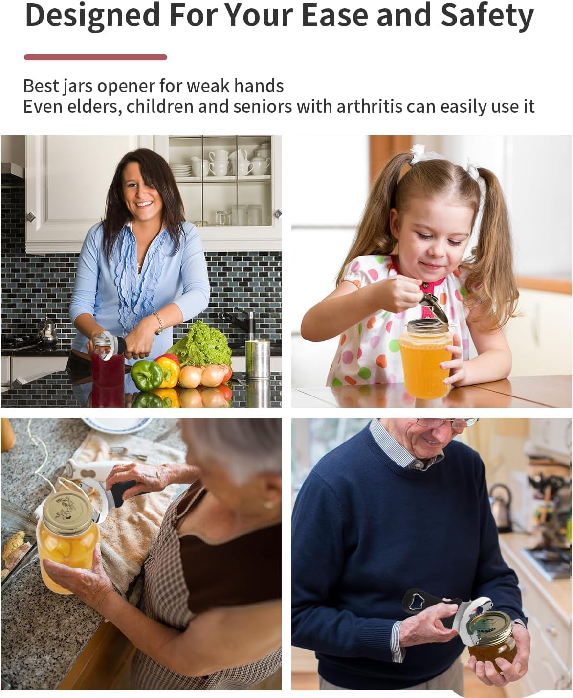 Mason Jar Opener Tool with Soft Touch Handle, for Canning Supplies