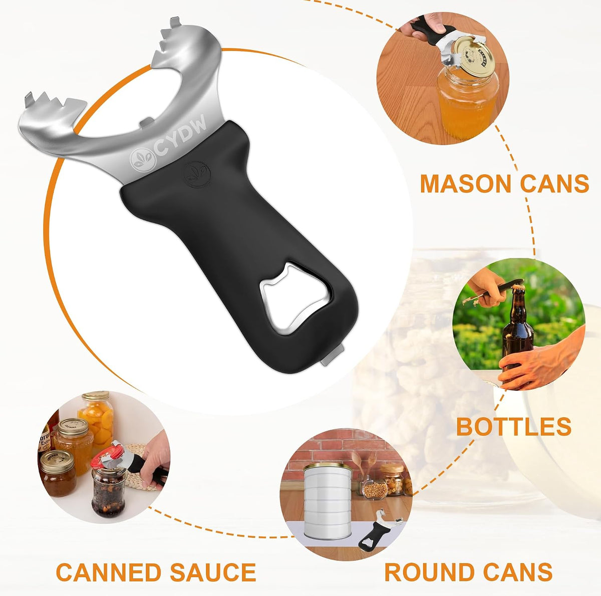 Mason Jar Opener Tool with Soft Touch Handle, for Canning Supplies