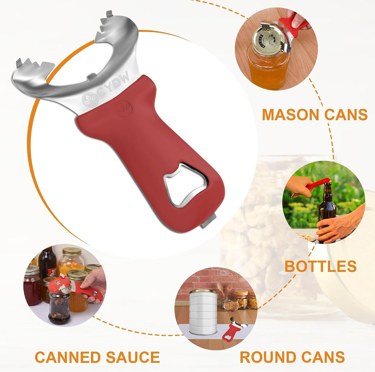 Mason Jar Opener Tool with Soft Touch Handle, for Canning Supplies