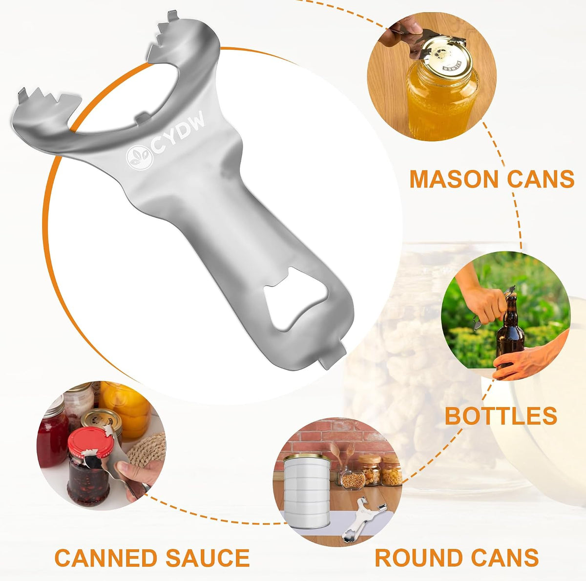 Mason Jar Opener Tool with Soft Touch Handle, for Canning Supplies